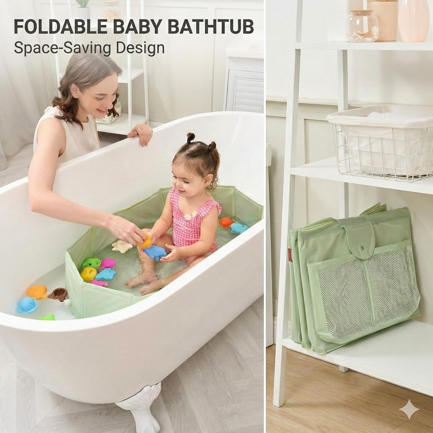 Collapsible Toddler Bathtub Portable Shower to Bath Tub