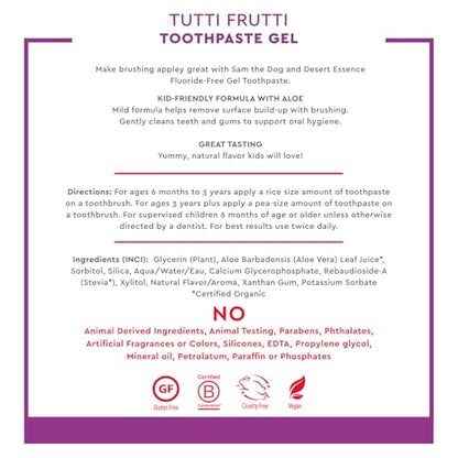 Kids Fluoride-Free Toothpaste Gel Tutti Frutti 4.7oz