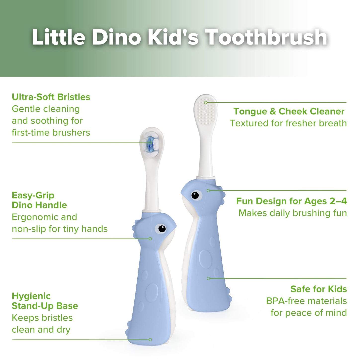 haakaa Dinosaur Toothbrush – Soft Bristles Baby Toothbrush