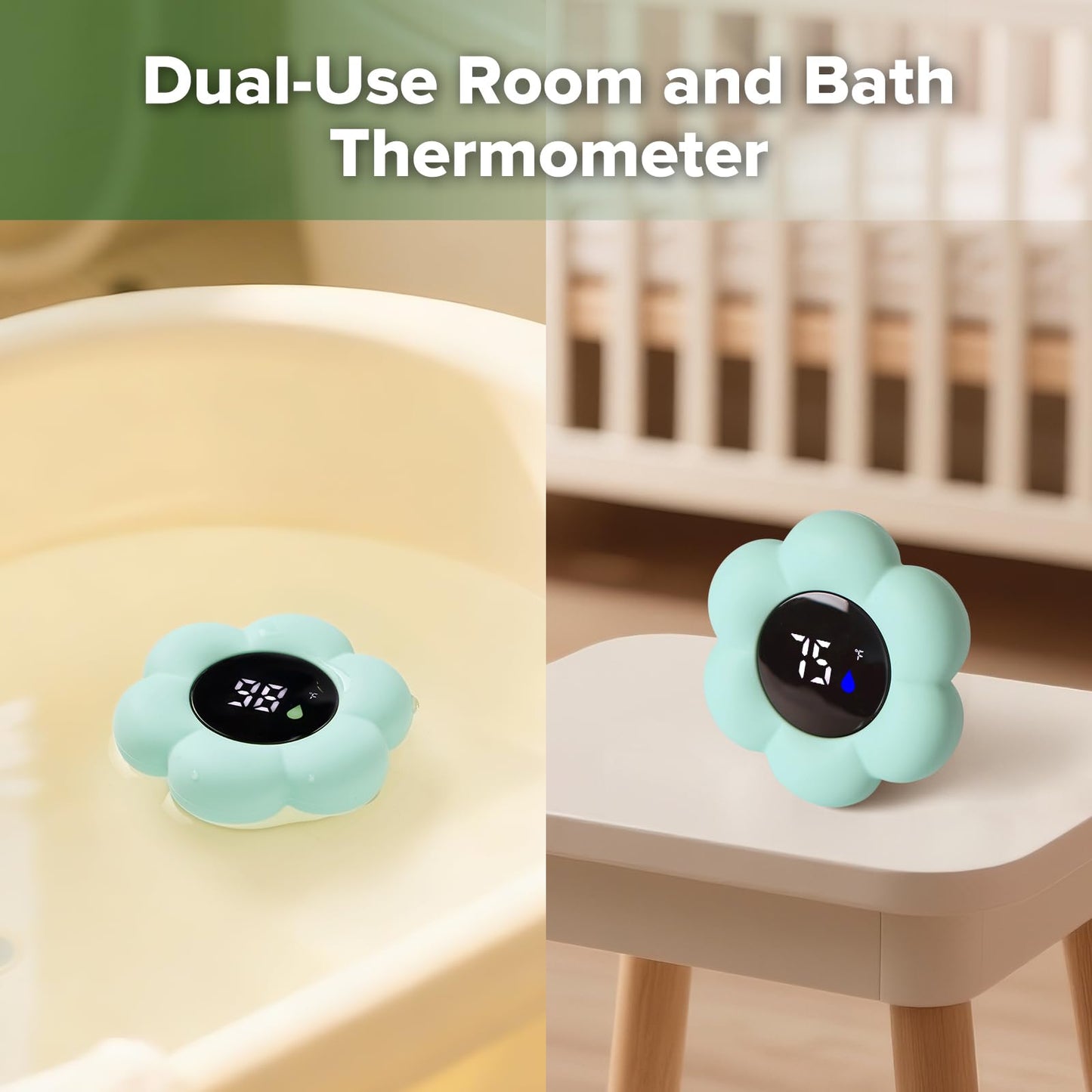 2-in-1 Baby Bath and Room Thermometer with Color Indicator