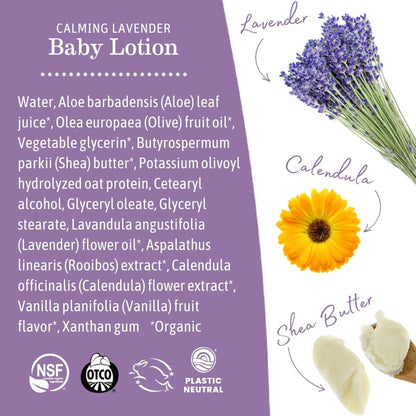 Calming Baby Lotion with Lavender for Sensitive Skin Care