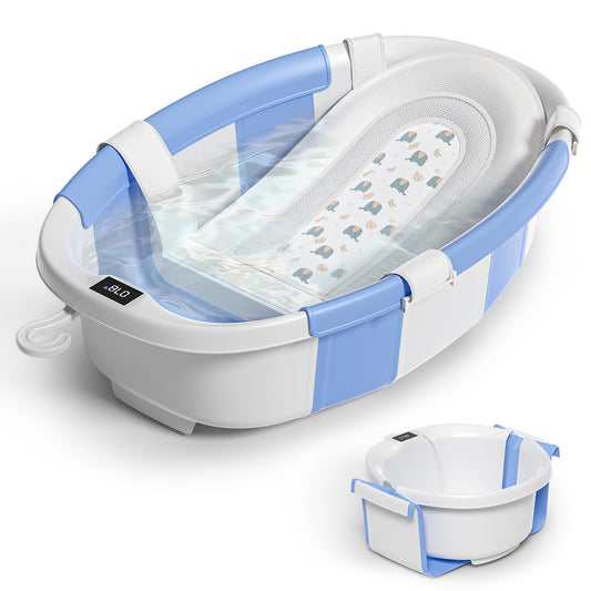 Collapsible Baby Bathtub with Thermometer Portable Large Tub