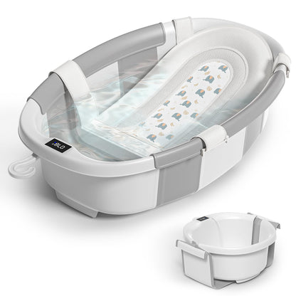 Collapsible Baby Bathtub with Thermometer Portable Large Tub