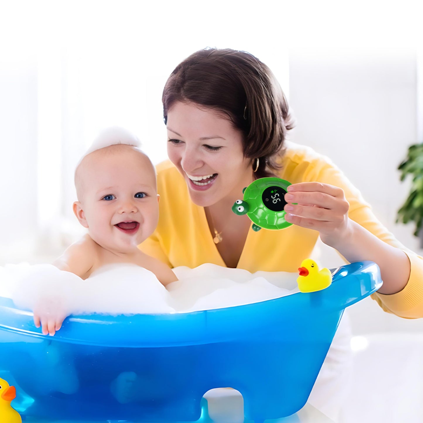 2-in-1 Baby Bath Thermometer Toy with Color Alert Display