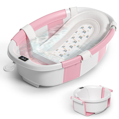 Collapsible Baby Bathtub with Thermometer Portable Large Tub