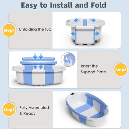 Collapsible Baby Bathtub with Thermometer Portable Large Tub