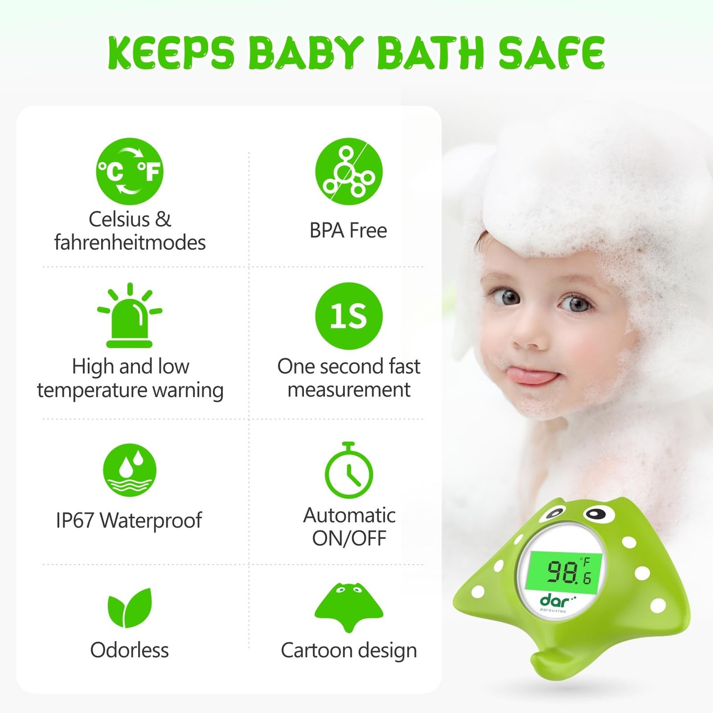 Digital Baby Bath Thermometer with Color Alert Floating Toy