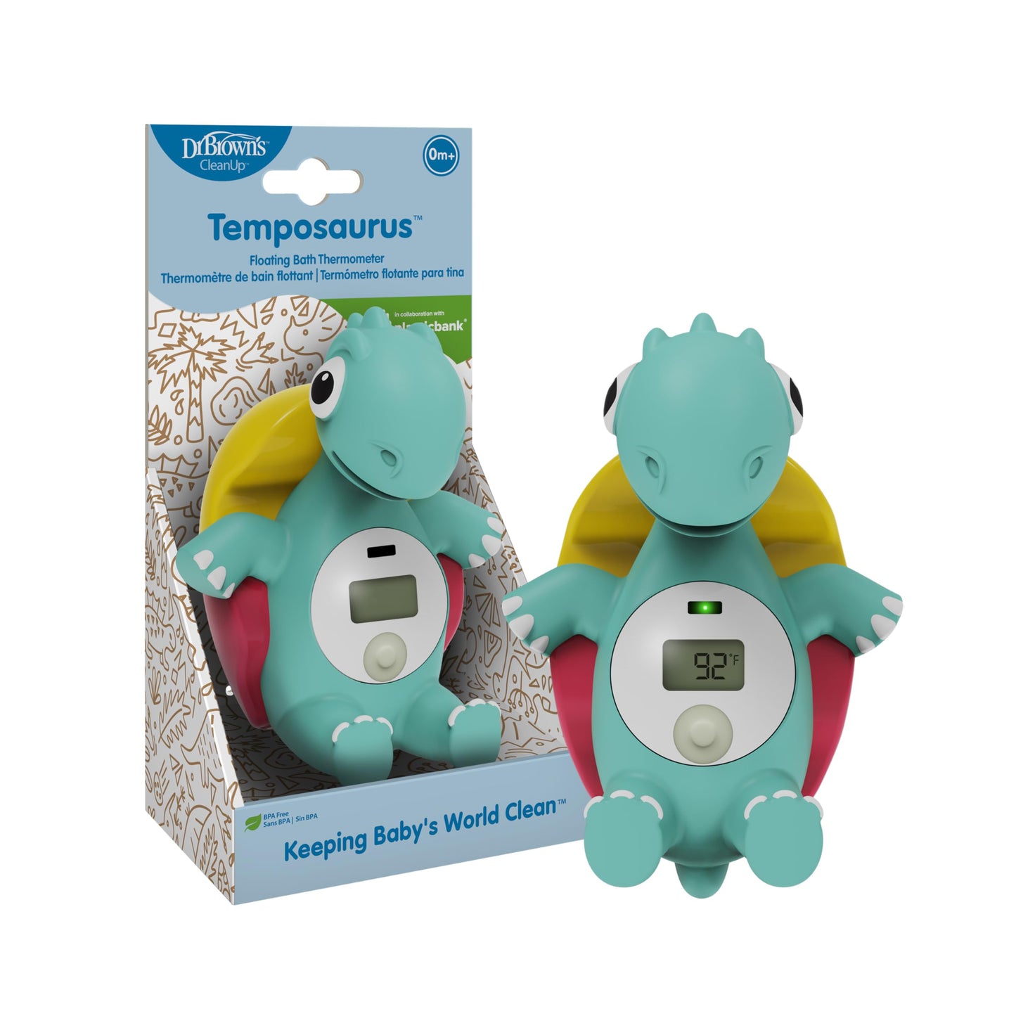 Dr. Brown's CleanUp Temposaurus Floating Bath Thermometer