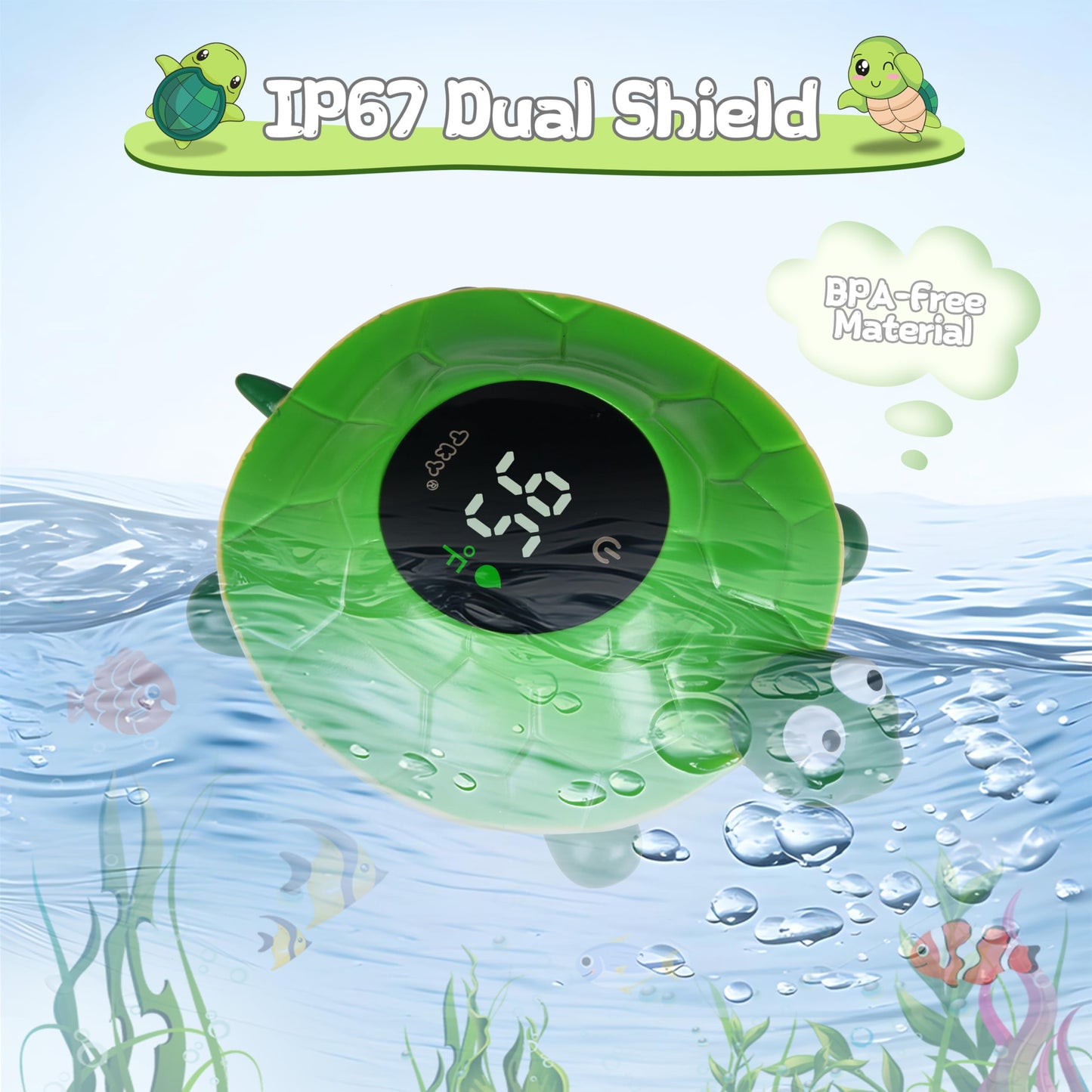 2-in-1 Baby Bath Thermometer Toy with Color Alert Display
