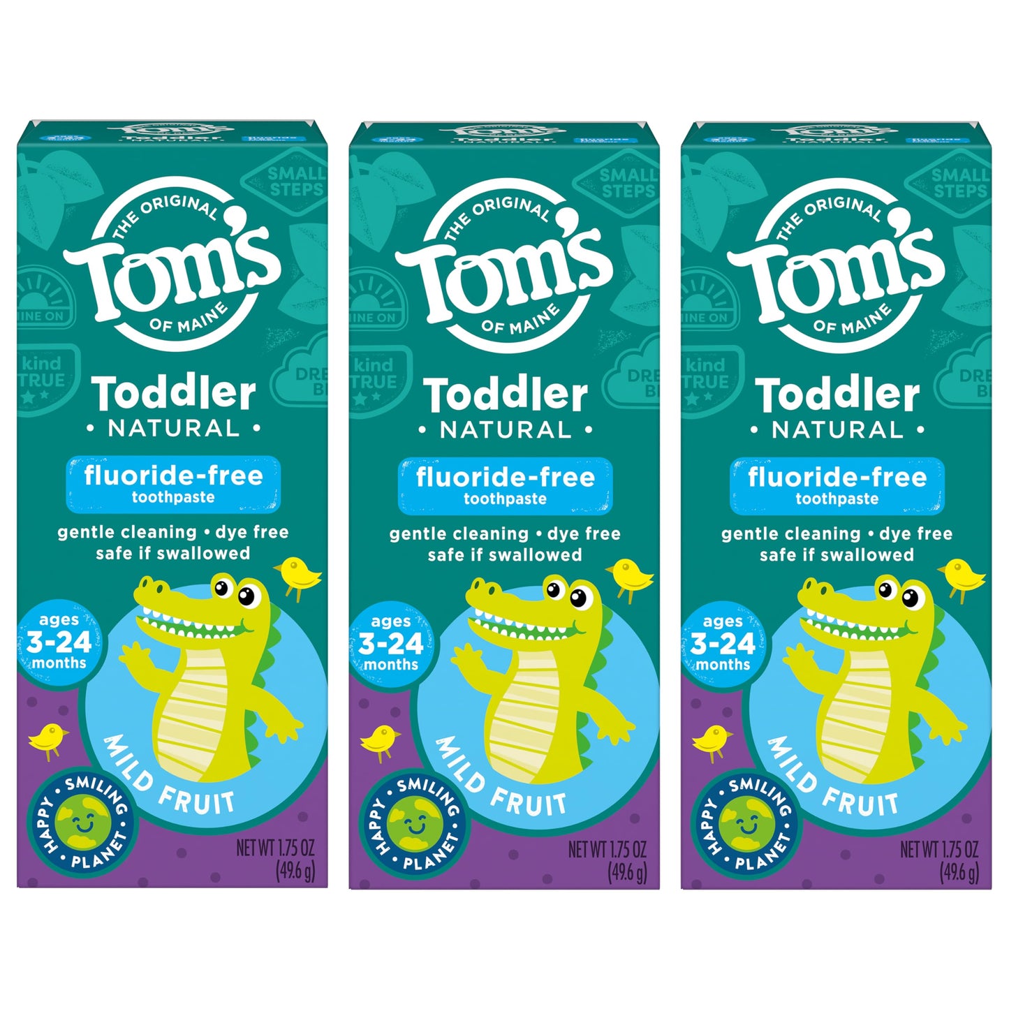 Toddler Fluoride-Free Toothpaste Mild Fruit 3-Pack