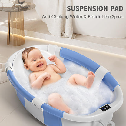 Collapsible Baby Bathtub with Thermometer Portable Large Tub