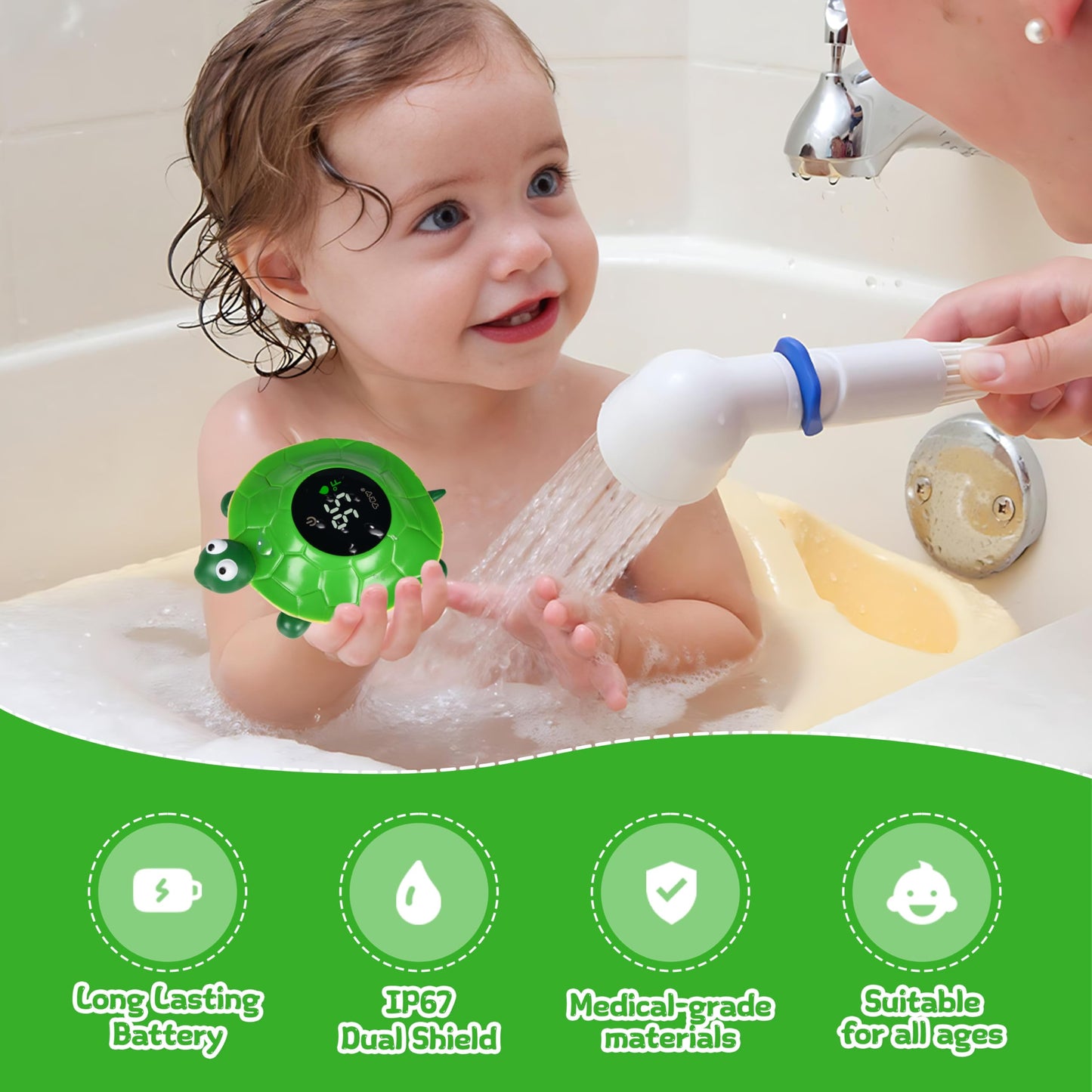2-in-1 Baby Bath Thermometer Toy with Color Alert Display