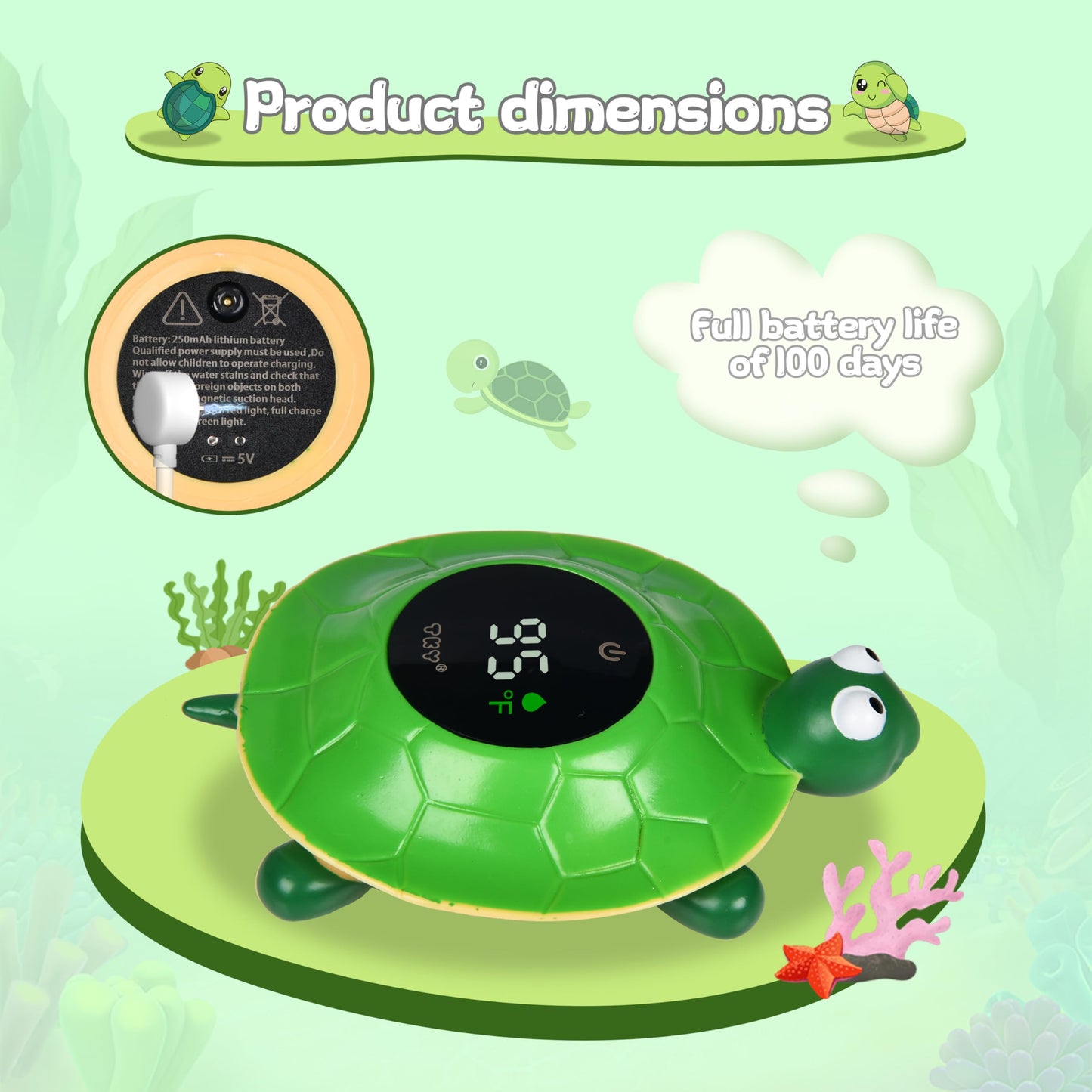 2-in-1 Baby Bath Thermometer Toy with Color Alert Display