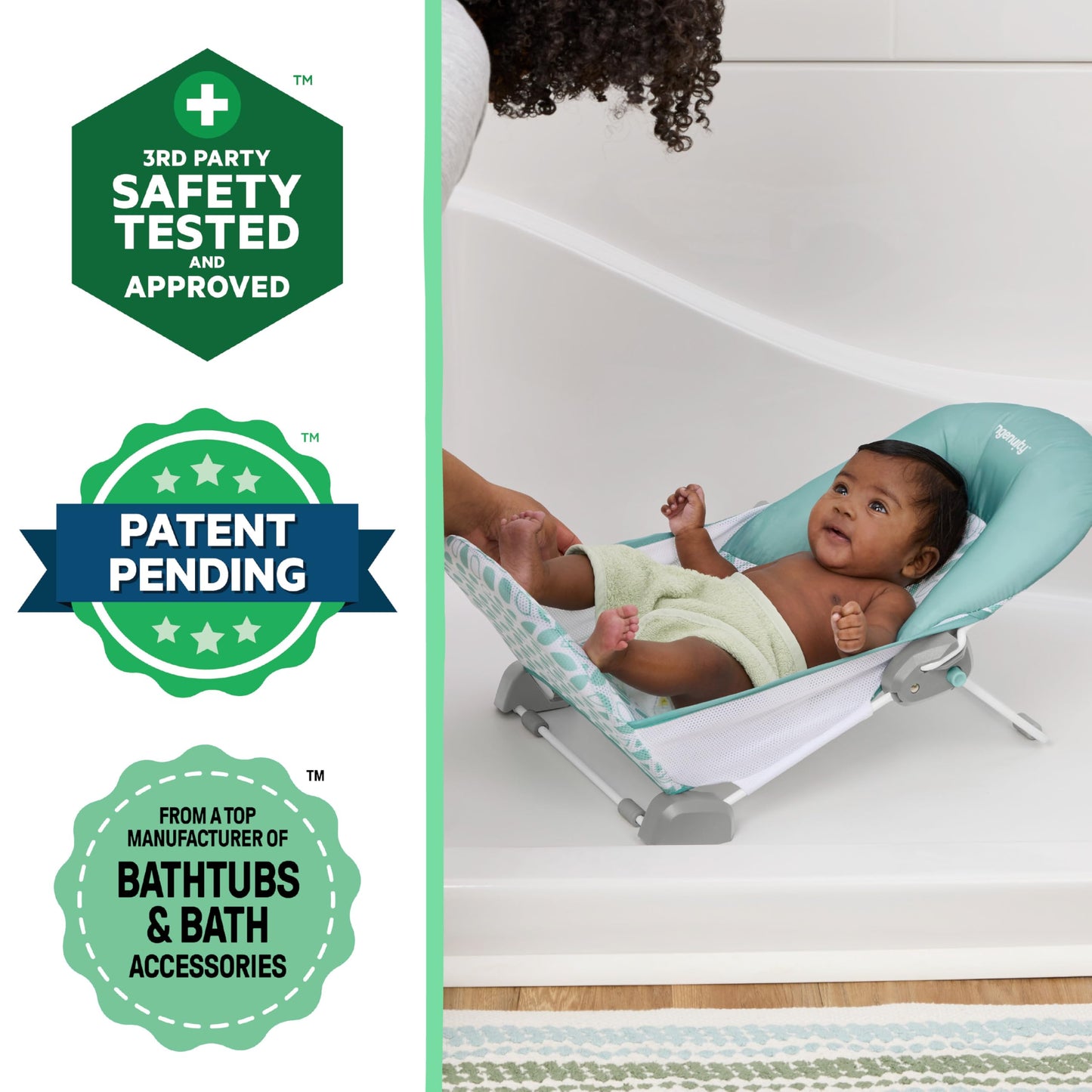 Foldaway Baby Bath Seat with Adjustable Support Sling